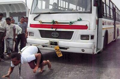 Snapshot: Unbelievable! Assam police constable pulls transportation bus with his hair