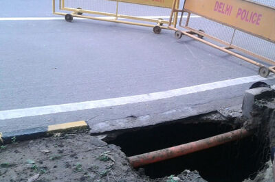 Road Near India Gate Caves in Following Incessant Rains