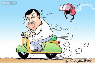Political cartoon: After Transport Minister Gadkari ignores road safety