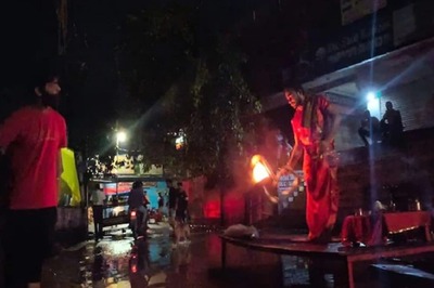 In Varanasi, Ganga Aarti On Road As River Flowing Above Danger Mark