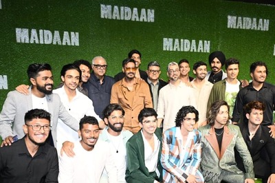 Ajay Devgn Poses With Maidaan Cast And Boney Kapoor At Screening, Chats With Mannara Chopra | Watch