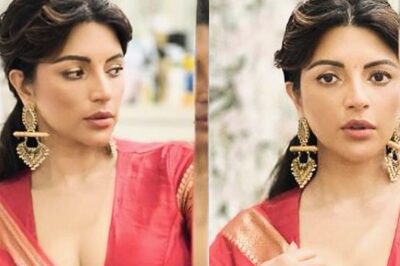 Sexy! Shama Sikander Amps Up Diwali Fashion In A Low Neckline Blouse With Red Sari, See Hot Photos