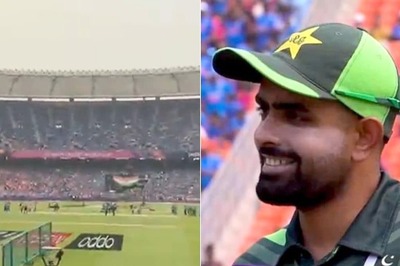 WATCH: Babar Azam Booed by Crowd at Narendra Modi Stadium While Speaking at Toss