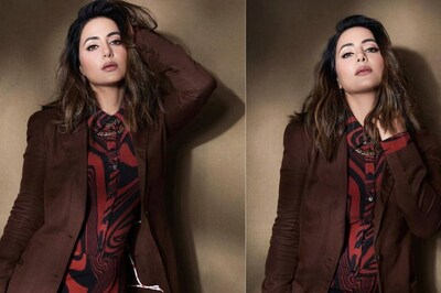 Hina Khan Amps Up Her Winter Fashion Game With Red Mini Dress And Brown Jacket