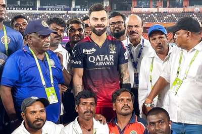 RCB Star Virat Kohli Strikes Pose With Hyderabad Groundsmen After Victory Over SRH