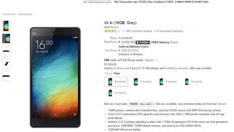 Xiaomi Mi 4i available online at Rs 9,999