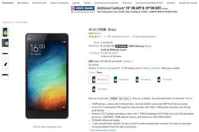 Xiaomi Mi 4i available online at Rs 9,999