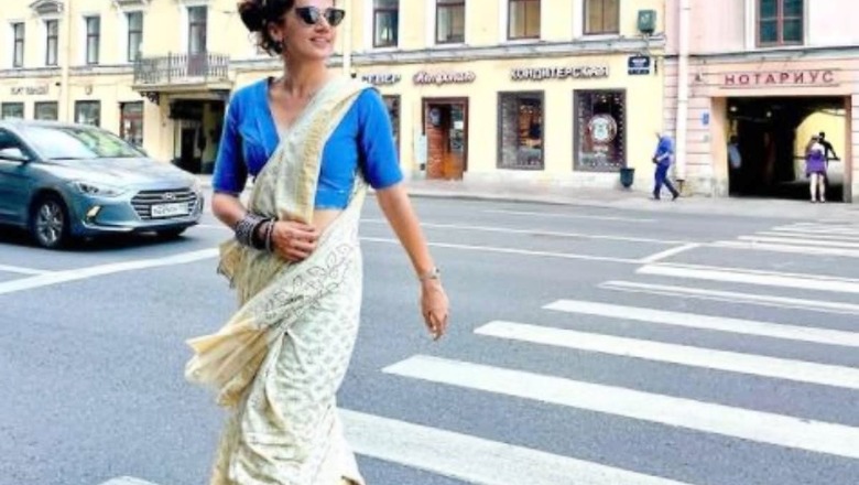 Taapsee Pannu Looks Fabulous in Saree and Sneakers on the Streets of St Petersburg, See Pics