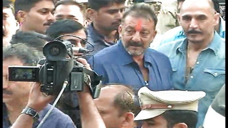 Actor Sanjay Dutt walks out of Yerwada jail after serving his sentence