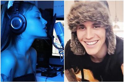 Ariana Grande Teases Single with Justin Bieber with Stylish Photo from Recording Session