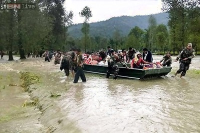 J&K floods: Ministers brave flood water to reach Secretariat