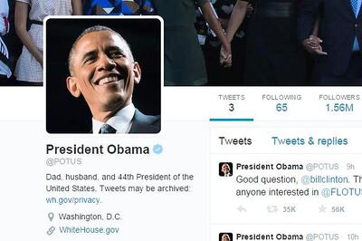 Obama’s Twitter account attracts 1.56 million followers