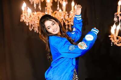 Ariyana Glory Looks Effortlessly Chic In Blue Oversized Jacket And Shimmer Skirt