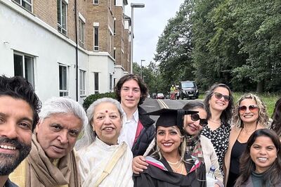 Farhan Akhtar At Daughter Shakya's Convocation With Shibani Dandekar, Javed Akhtar And Family