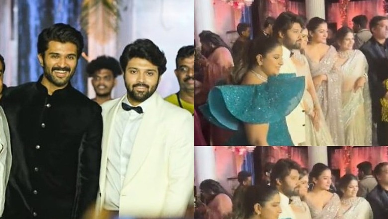 Vijay Deverakonda Looks Dapper In Black, Rashmika Mandanna Stuns In a Saree At Dil Raju Nephew's Reception
