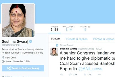Now, Sushma Swaraj categorises Twitter handle as 'personal'