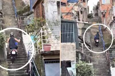 Video Of Man Riding His Bike Up The Stairs Leaves Internet Impressed
