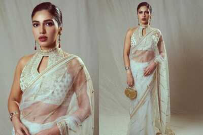 This Shaadi Season Drape In Bhumi Pednekar's Ivory Organza Saree For Perfect Look