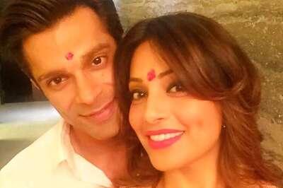 Photos: Bipasha Basu dazzles in a traditional ensemble as she celebrates Diwali with Karan Singh Grover