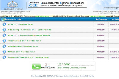 Kerala CEE B.Sc. Nursing and Para Medical Admissions 2017 Ranklist Published. Check on cee.kerala.gov.in