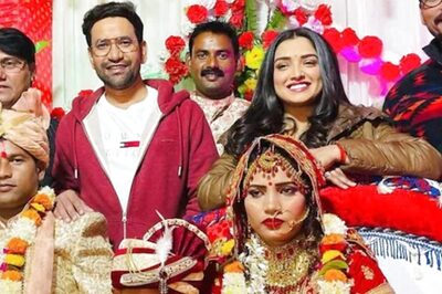 Amrapali Dubey, Nirahua Attend Singer Mukesh Babu's Wedding, Pose With Bride-groom