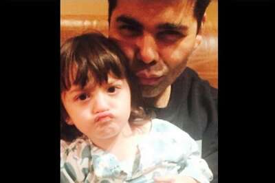 Snapshot: Shah Rukh Khan's son AbRam pouts with Karan Johar