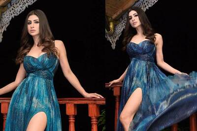 Mouni Roy Looks Every Bit Gorgeous in a Blue Strapless, High-Slit Gown; See Photos