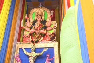 Hyderabad Pandal Features 31 Feet Tall Goddess Durga Slaying the 'Coronasura'