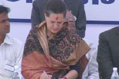 Sonia visits quake victims on birthday