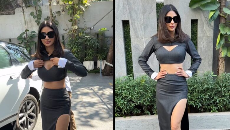 Sexy! Mouni Roy Raises The Temperature In Black Slit Skirt And Tube Top; Watch Hot Video