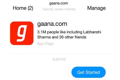 Gaana Facebook Messenger Bot Launched