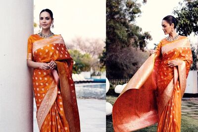 Esha Gupta’s Traditional Look In Her Grandma's Tangerine Saree Has Stolen All Our Hearts