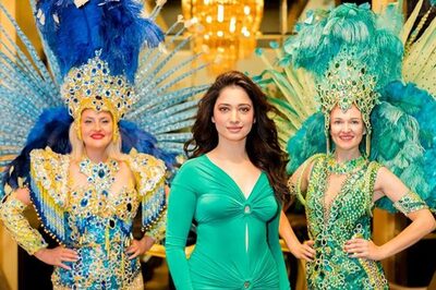 Tamannaah Bhatia Sizzles In Vibrant Green Chain-Detail Ruched Dress; See Pictures