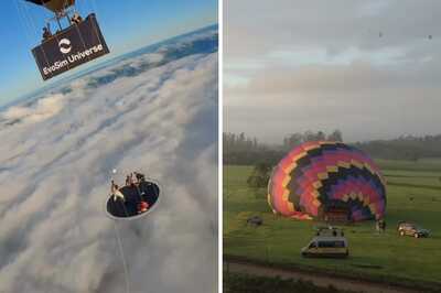 Watch: Skydivers 'Chill' On Trampoline Tied To Hot Air Balloon Before The Big Jump