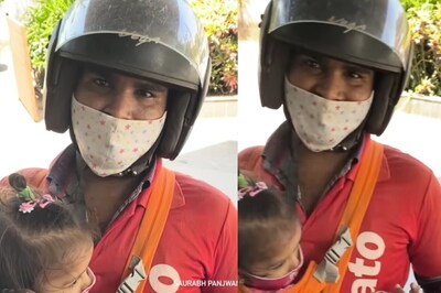'Inspiring': Food Delivery Agent Carries His Kids to Work, Zomato Steps in to Help