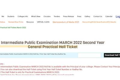 AP Inter Hall Ticket for Practical Exams at bie.ap.gov.in, Steps to Download