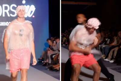 Watch: Prankster Crashes New York Fashion Show Wearing Garbage Bag And Shower Cap