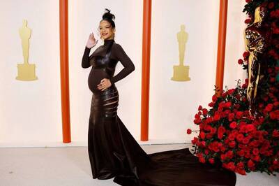 Rihanna Flaunts Her Baby Bump In Black Sheer Gown At Oscars 2023; All Pics